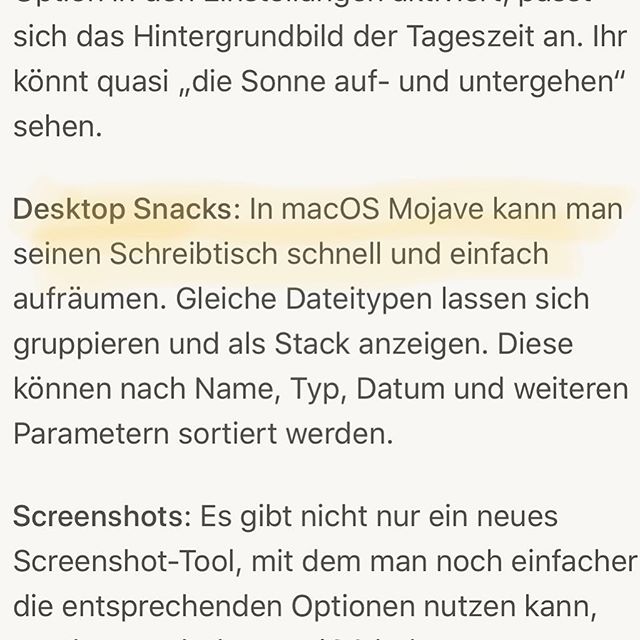 Das neue MacOS wird lecker